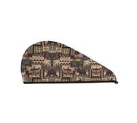 Lodge Bear - Gorro de terciopelo con ciervo para mujer, toalla húmeda con turbante de secado rápido, ideal para el hogar, la playa y el baño
