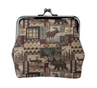 Lodge Bear - Monedero pequeño con estampado de ciervos, cartera de viaje ligera para excursiones turísticas y compras, Black, Talla única, Bolsa para monedas