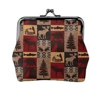 Lodge Bear - Monedero pequeño con estampado de ciervos y peces, cartera de viaje ligera para excursiones turísticas y compras, Black, Talla única, Bolsa para monedas