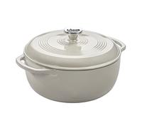 Lodge Horno holandés de hierro fundido esmaltado de 3 cuartos con tapa, asas dobles, apto para horno hasta 260.0 °C o en estufa, uso para marinar, cocinar, hornear, refrigerar y servir, color blanco