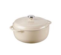 Lodge Horno holandés de hierro fundido esmaltado de 6 cuartos con tapa, asas dobles, apto para horno hasta 260.0 °C o en estufa, uso para marinar, cocinar, hornear, refrigerar y servir, sándalo