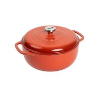 Lodge Horno holandés de hierro fundido esmaltado de 6 cuartos con tapa, asas dobles, apto para horno hasta 260.0 °C o en estufa, uso para marinar, cocinar, hornear, refrigerar y servir, amapola