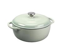 Lodge Horno holandés de hierro fundido esmaltado de 6 cuartos con tapa, asas dobles, apto para horno hasta 260.0 °C o en estufa, uso para marinar, cocinar, hornear, refrigerar y servir, salvia del