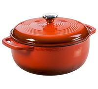 Lodge Horno holandés de hierro fundido esmaltado de 6 cuartos con tapa, asas dobles, apto para horno hasta 260.0 °C o en estufa, uso para marinar, cocinar, hornear, refrigerar y servir, amapola