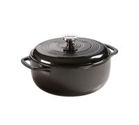 Lodge Horno holandés de hierro fundido esmaltado de 6 cuartos con tapa, asas dobles, apto para horno hasta 260.0 °C o en estufa, uso para marinar, cocinar, hornear, refrigerar y servir, cromo