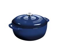 Lodge Horno holandés de hierro fundido esmaltado de 6 cuartos con tapa, asas dobles, apto para horno hasta 260.0 °C o en estufa, uso para marinar, cocinar, hornear, refrigerar y servir, índigo