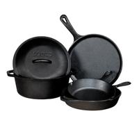 LODGE Juego de 5 piezas de hierro fundido pre-sazonado, color negro