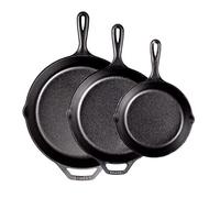 Lodge Juego de sartenes de hierro fundido presazonadas, el juego incluye sartén de 8 pulgadas, sartén de 10.25 pulgadas y sartén de 12 pulgadas, 3 piezas