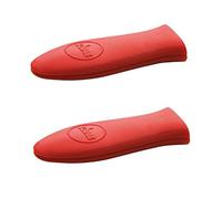 Lodge Manoplas de silicona con mango caliente para horno, protección contra el calor, sartén de hierro fundido de silicona para horno holandés (rojo, 2 unidades)