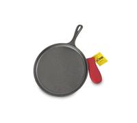 Lodge Parrilla de hierro fundido negro/rojo de 26,6 cm y soporte de agarre caliente