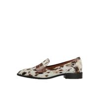 Lodi Mocasines de Mujer para Uso Diario. Diseño Sencillo y Elegante en Piel con Pelo Efecto Animal Print. Tacón Ancho de 2.5 cm. Detalle de Copete en Empeine. Puntera semicuadrada. Interior Forrado e