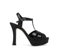 Lodi Sandalias de Mujer con Plataforma y Tacón de 12.5 cm para Mayor Altura. Diseño Sencillo y Elegante con Tiras Cruzadas y Hebilla Metálica. Serie Taran. Color Negro