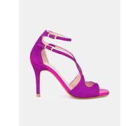 Lodi Sandalias de tacón Sasue-TE de mujer con puntera cuadrada glitter y tacón de aguja. Fucsia 41