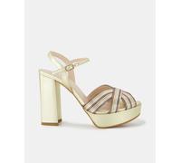 Lodi Sandalias de tacón Titur de mujer con plataforma tiras cruzadas y tacón bloque. Oro 41