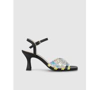 Lodi Sandalias Lusca de mujer en piel strass tacón embudo. Negro 38