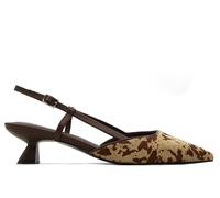 Lodi - Zapato de salón Destalonado,tacón Kitten,de Piel y Tela,Elegante,Animal Print,Pulsera con Hebilla para: Mujer Color: Marron Talla:41