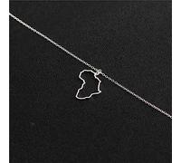 LODMLOER 316L Hombres África Continente Collar - África Mapa Contorno Colgante Collar Unisex África Dainty Colgante Joyería Patriótica Joyería Étnica para Regalo De Cumpleaños,Gray,45Cm