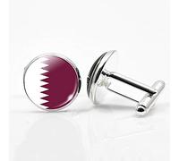 LODMLOER Bandera Nacional De Qatar Gemelos Redondos Francés Traje Clásico Traje Clásico Esmoquin Camisa Botón Accesorio para Boda Cumpleaños Fiesta De Negocios Graduación Joyería Regalo,Imagen,18Mm