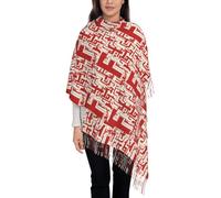LODMLOER Bufanda de Cachemira para Mujer Laberinto Fulares Suave Estola Grande y Engrosada Estilo Mosaico Pashmina Chales con Borla para Otoño E Invierno, Rojo
