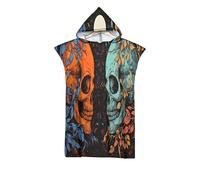 LODMLOER Calavera De Pareja Miedo Toalla Poncho De Surf De Microfibra con Capucha para Hombres Y Mujeres, Ligera Y De Secado Rápido, Playa, Natación con Pañales, Albornoz para Adultos