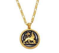 LODMLOER Collar con Colgante De León Etíope De 3,1 Cm para Mujeres, Hombres, El León De Judá, Dijes De Joyería, Artículos Africanos Étnicos, Collar con Mapa De África Mágica, Regalo De Boda, Color Do