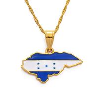 LODMLOER Collar para Hombre Y Mujer, Mapa De Colores De La Bandera De Honduras, Colgante con Patrón Geométrico, Joyería De Moda, Accesorio De Rapero De Hip Hop, Regalo