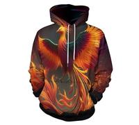 LODMLOER Hombre Sudaderas con Capucha Impresión 3D El Fénix Renace De Las Cenizas Hoodie Arte Fantástico Jersey Informal de Manga Larga Disfraz Ropa de Calle con Bolsillo