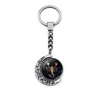 LODMLOER Llavero Luminoso De 12 Constelaciones - Llavero Cabujón De Cristal De Luna Giratorio De Doble Cara A La Moda, Leo Virgo Libra Escorpio Sagitario Signos del Zodiaco Llaveros Joyas, Escorpio