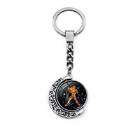LODMLOER Llavero Luminoso De 12 Constelaciones - Llavero Cabujón De Cristal De Luna Giratorio De Doble Cara A La Moda, Leo Virgo Libra Escorpio Sagitario Signos Del Zodiaco Llaveros Joyas, Acuario