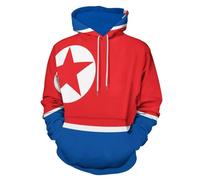 LODMLOER Sudadera con Capucha Bandera De Corea del Norte Hoodie Chaqueta Manga Larga Símbolo Nacional Sudadera Pareja con Bolsillos y Cordón para Invierno, Otoño y Primavera
