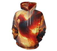 LODMLOER Sudadera con Capucha para Hombre Fénix Elegante Sweat Hood de Manga Larga Impresión 3D Mitología Fantástica Hoodie Ropa Deportiva Pullover con Bolsillo, Tallas Grandes