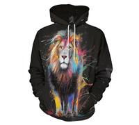 LODMLOER Sudadera con Capucha para Hombre Pintura Abstracta De León Sweat Hood de Manga Larga Impresión 3D Arte Moderno Hoodie Ropa Deportiva Pullover con Bolsillo, Tallas Grandes