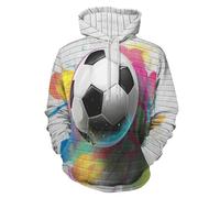 LODMLOER Sudadera con Capucha para Hombre Póster del Equipo De Fútbol Sweat Hood de Manga Larga Impresión 3D Grafiti Callejero Hoodie Ropa Deportiva Pullover con Bolsillo, Tallas Grandes