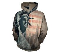 LODMLOER Sudadera con Capucha para Hombre Retrato De La Bandera Nacional Sweat Hood de Manga Larga Impresión 3D Edificio Empire State Hoodie Ropa Deportiva Pullover con Bolsillo, Tallas Grandes