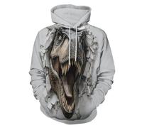 LODMLOER Sudadera con Capucha para Hombre Tiranosaurio Rex Sweat Hood de Manga Larga Impresión 3D Estilo Estereoscópico 3D Hoodie Ropa Deportiva Pullover con Bolsillo, Tallas Grandes