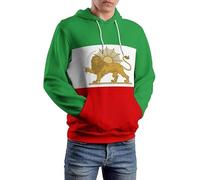LODMLOER Sudadera con Capucha Unisex Bandera Persa Iraní con El León Y El Sol udadera con Capucha de Manga Larga Imperios Antiguos Pullover Hoodie Deportiva con Bolsillo