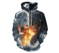 LODMLOER Sudadera con Capucha Unisex El León Blanco Lucha contra La Pantera Negra udadera con Capucha de Manga Larga Confrontación Animal Pullover Hoodie Deportiva con Bolsillo