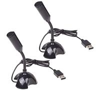 Lodokdre 2 x USB Micrófono Web flexible para sintonización de dirección, micrófono para PC, ordenador portátil, soporte (negro)