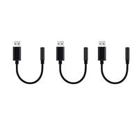 Lodokdre 3 adaptadores de audio para conector de auriculares USB a 3,5 mm, tarjeta de sonido estéreo externa para PC, portátil, etc. (0,6 pies, negro)