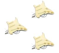 Lodokdre 3 golpeadores de guitarra eléctrica con placa precableada para arañazos SSS, color amarillo