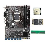 Lodokdre B250C 12 USB3.0 - Placa base de minería con CPU aleatoria + SSD MSATA de 120G + DDR4 8G RAM LGA1151 DDR4 RAM SATA3.0+MSATA+VGA para BTC