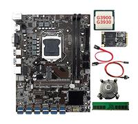 Lodokdre B250C - Placa base de minería BTC de 12 tarjetas, CPU, ventilador, RAM DDR4 4G, SSD de 128G, cable , cable de conmutación, 12 puertos USB 3.0, LGA1151, DDR4 MSATA