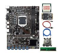 Lodokdre B250C - Placa base de minería BTC de 12 tarjetas, CPU, ventilador, RAM DDR4 4G, SSD de 128G, cable de red, línea de conmutación, 12 puertos USB 3.0, LGA1151 DDR4 MSATA