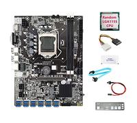 Lodokdre B75 12 USB ETH Mining placa + CPU + cable IDE 4 pines a SATA + cable SATA + cable de interruptor + deflector + pasta térmica para BTC