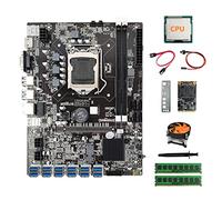 Lodokdre B75 BTC Mining Placa base 12XUSB+CPU+2XDDR3 4GB 1600MHz RAM+128G SSD +ventilador+cable SATA+cable conmutador+Grease+Baffle