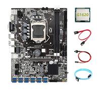 Lodokdre B75 ETH Placa base 12 PCIE a USB+G1620 CPU+SATA3.0 Cable serie cable+cable SATA+cable SATA+cable de conmutación LGA1155 Placa base