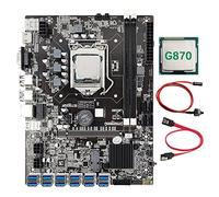 Lodokdre B75 - Placa base de minería BTC de 12 tarjetas + CPU G870 + cable + cable de interruptor 12 x USB 3.0 a PCIE 1 x LGA1155 DDR3 MSATA ETH Miner