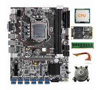 Lodokdre B75 - Placa base de minería BTC de 12 tarjetas, CPU, ventilador, 8G DDR3 RAM, 128G SSD, cable de extensión de 24 , 12 USB 3.0, LGA1155, DDR3 MSATA