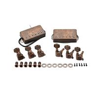 Lodokdre de bronce para guitarra con mecánicos de guitarra, cuerdas de sintonización, afinador 6R para accesorios de guitarra acústica o eléctrica