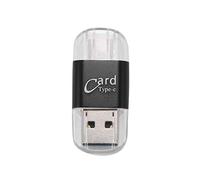 Lodokdre Lector de tarjetas de aluminio USB tipo C OTG -SD/TF adaptador de lector de tarjetas de memoria externo para móvil y computadora (negro)